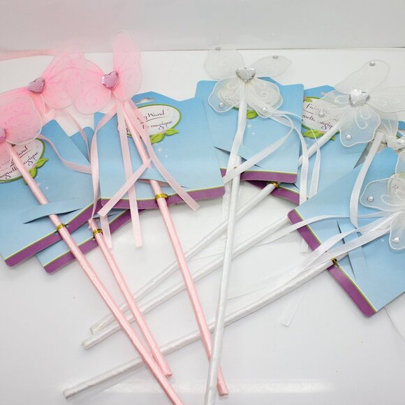 7 Piece Fairy Wands White Pink Girls Party Favors Fairy Wands Dress-Up Princess - Picture 1 of 4